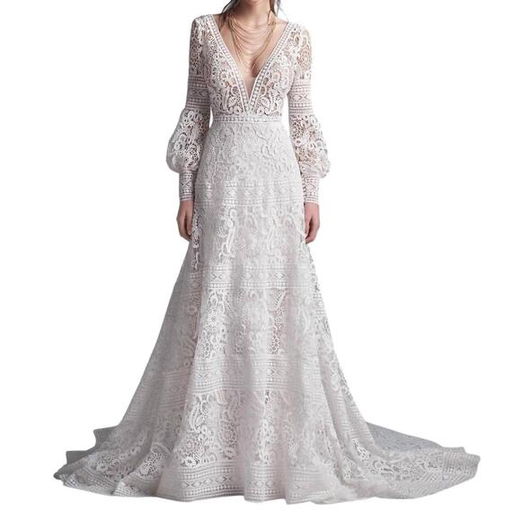 MAGGIE SOTTERO Dresses & Skirts - NEW MAGGIE SOTTERO vintage lace wedding dress in antique ivory